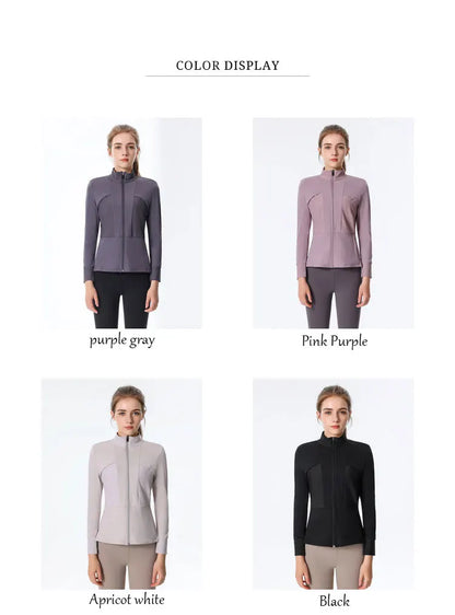 New Autumn SeasonsYoga Wear Women's Running Sportswear Tops Zip Up Sweatshirt Workout Fitness Clothes Cardigan Slim Tight Jacket