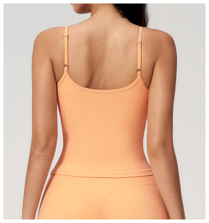 Hearuisavy Women Shockproof Sexy Yoga Tank Top Running Gym Vest Removable Breast Pads Fitness Quick Dry Sports Sleeveless Top