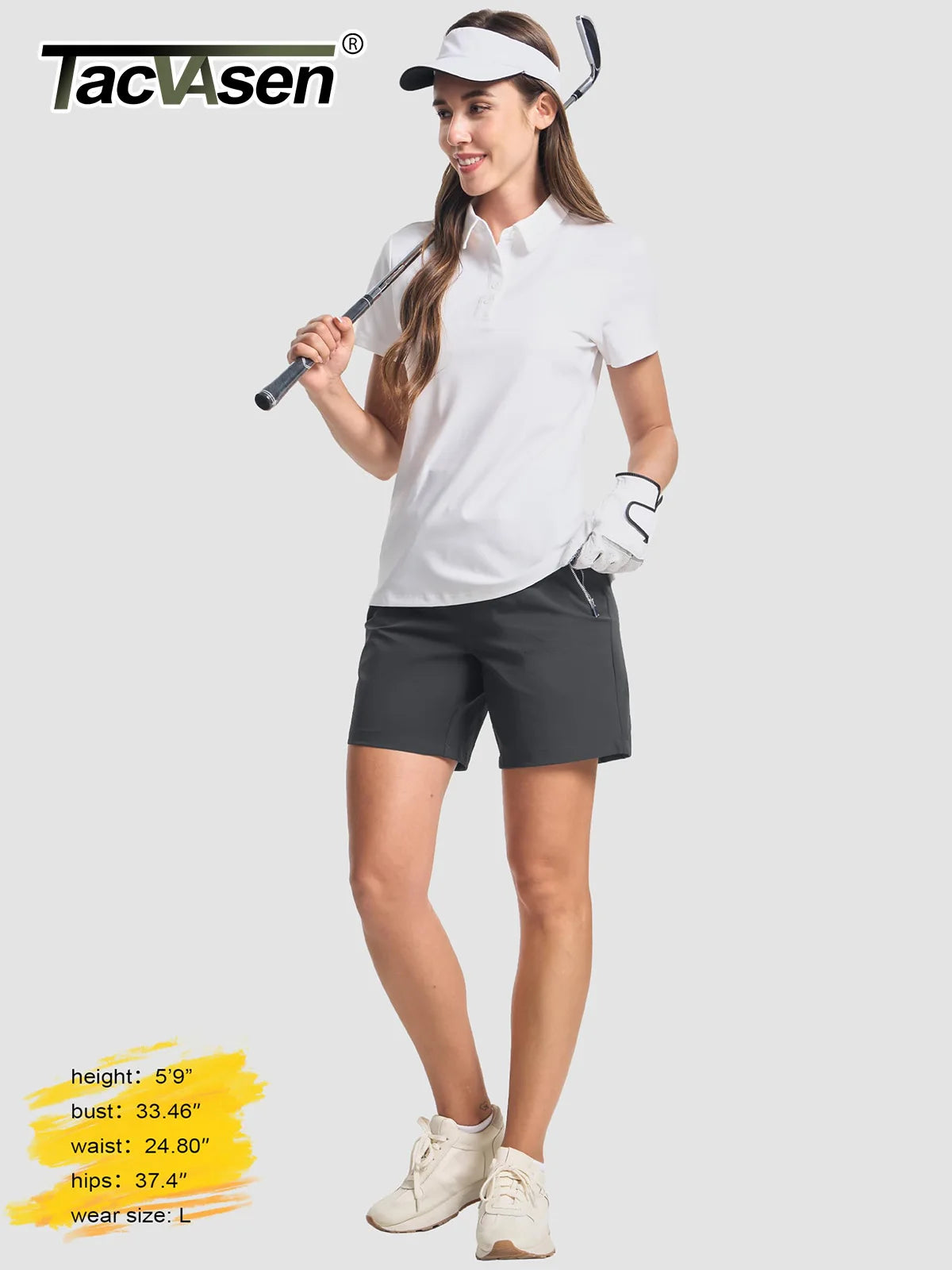 TACVASEN Women's High Waisted Hiking Golf Shorts with 4 Pockets 7" Lightweight Stretchy Athletic Running Summer Shorts Quick Dry