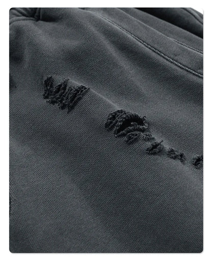 Customized LOGO Men's Heavy 100% Cotton High Street Wind Wash Old Loose Cut Couple Retro Shorts
