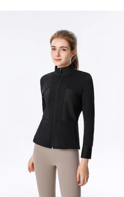 New Autumn SeasonsYoga Wear Women's Running Sportswear Tops Zip Up Sweatshirt Workout Fitness Clothes Cardigan Slim Tight Jacket