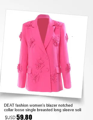 DEAT Fashion Women's Jackets Big Lapel Long Sleves Waist Retraction Zipper 3D Pockets Decoration Coats Spring 2025 New 7AB1819
