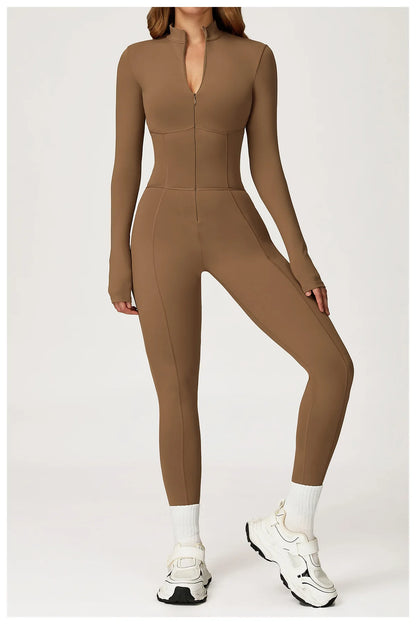 Winter Autumn Yoga Jumpsuit Women's One-piece Suit Sportswear Women Gym Rompers Long-sleeved Warm Overalls High Elastic Bodysuit