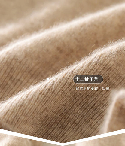 High-end 100% Cashmere Pullover for Men Mock Collar Thick Sweater Autumn Winter Knitted Jumper Warm Clothing Smart Casual Top