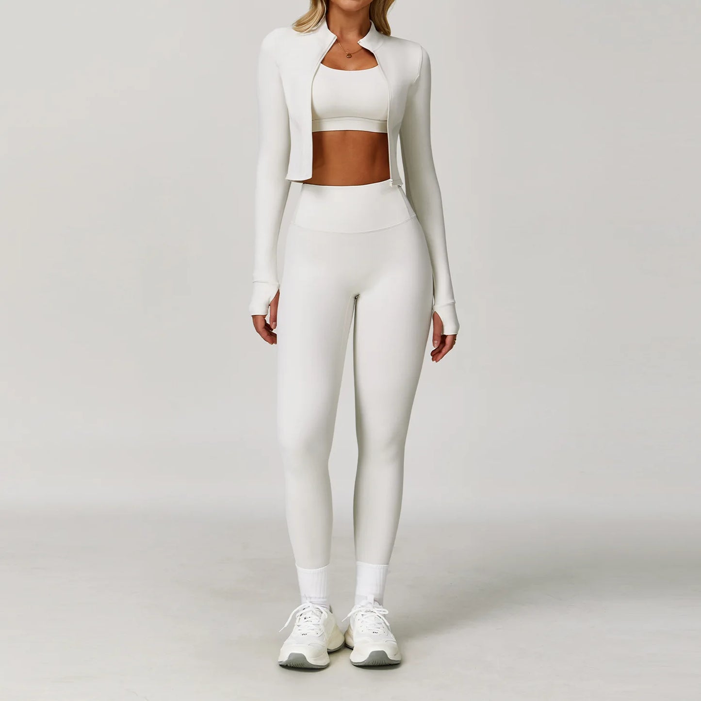 3PCS Yoga Set Gym Clothes 2 PCS Sportswear Women Yoga Suits Fitness Set women's Tracksuits Sports Jacket Long Sleeve Gym Legging