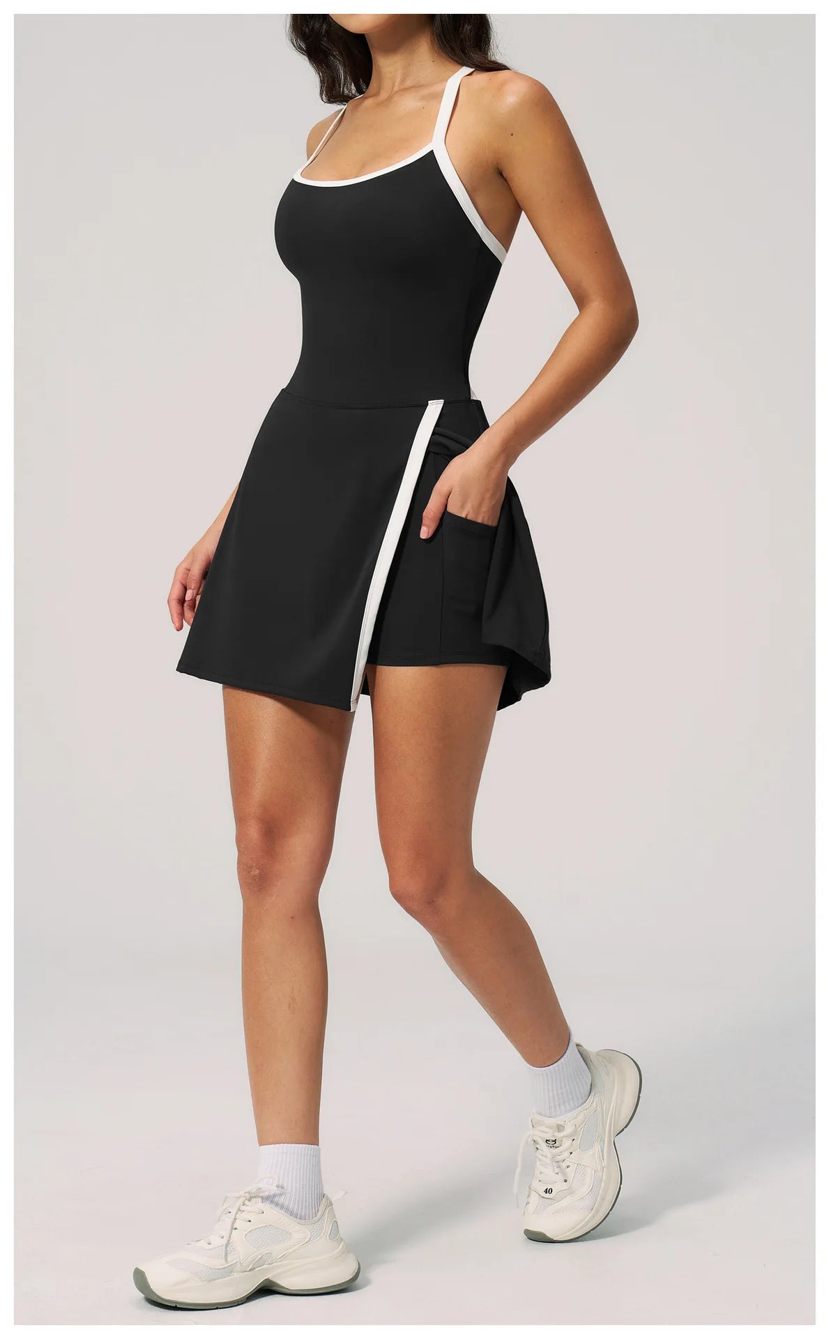 Custom LOGO women's nude yoga dress hollow breathable slim fitness sports quick-drying short skirt