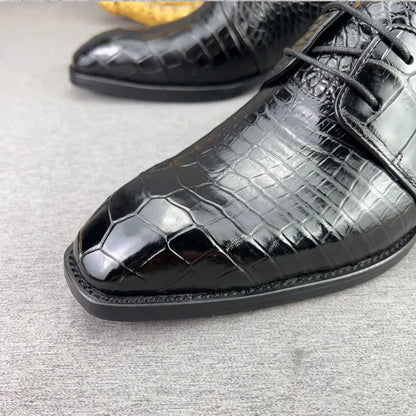 Authentic crocodile leather men's leather shoes business British high-end real crocodile leather men's square toe formal shoes
