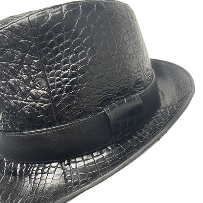 Authentic crocodile leather men's wide-brimed hat exotic style real crocodile leather men's magician foldable hat cowboy hat