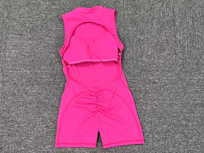 Gym Bodysuits Women Back Scrunch Sports Suit Women Gym Sexy Hoodies Sleeveless Sportswear Body Women  Whole Suit Yoga Clothing