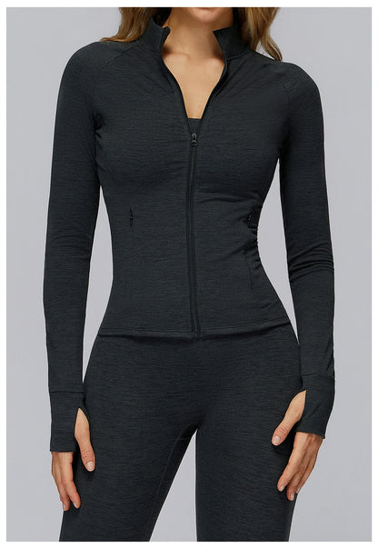 Zip Fitness Clothes Women Long Sleeve Sports Jacket Gym Clothes Woman Yoga Shirt Quick Dry Top Sunscreen Sportswear Yoga Clothes