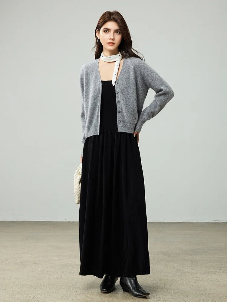 SuyaDream, Cardigans For Woman, Fleece Wool, V Neck, Soft Cozy Sweaters, 100%Wool, 2025 Fall Winter Jackets