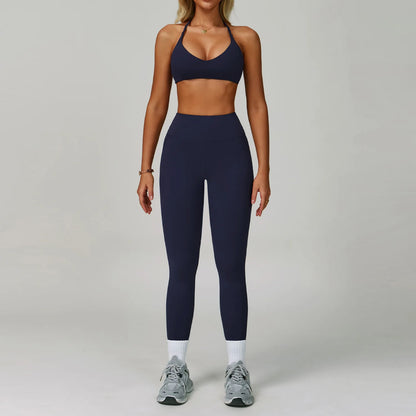 Hearuisavy Women's Running Comfort 2Pcs Sports Pants Set High Waist Push Up Workour Sportswear Casual Cycling Jogging Yoga Bras