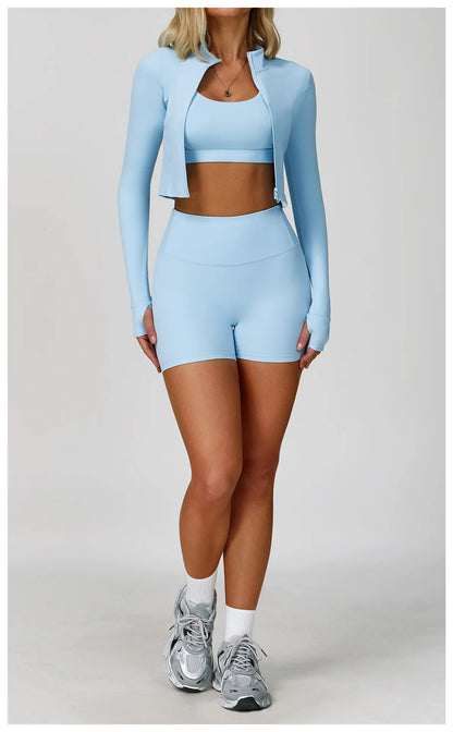 3PCS Yoga Set Gym Clothes 2 PCS Sportswear Women Yoga Suits Fitness Set women's Tracksuits Sports Jacket Long Sleeve Gym Legging