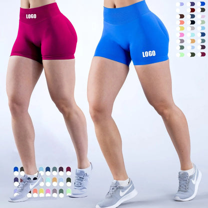 Custom LOGO Women's New 27-Color Sports Seamless Yu Plus Shorts High Waist Belly Running Quick-Drying Fitness Pants XS-XL