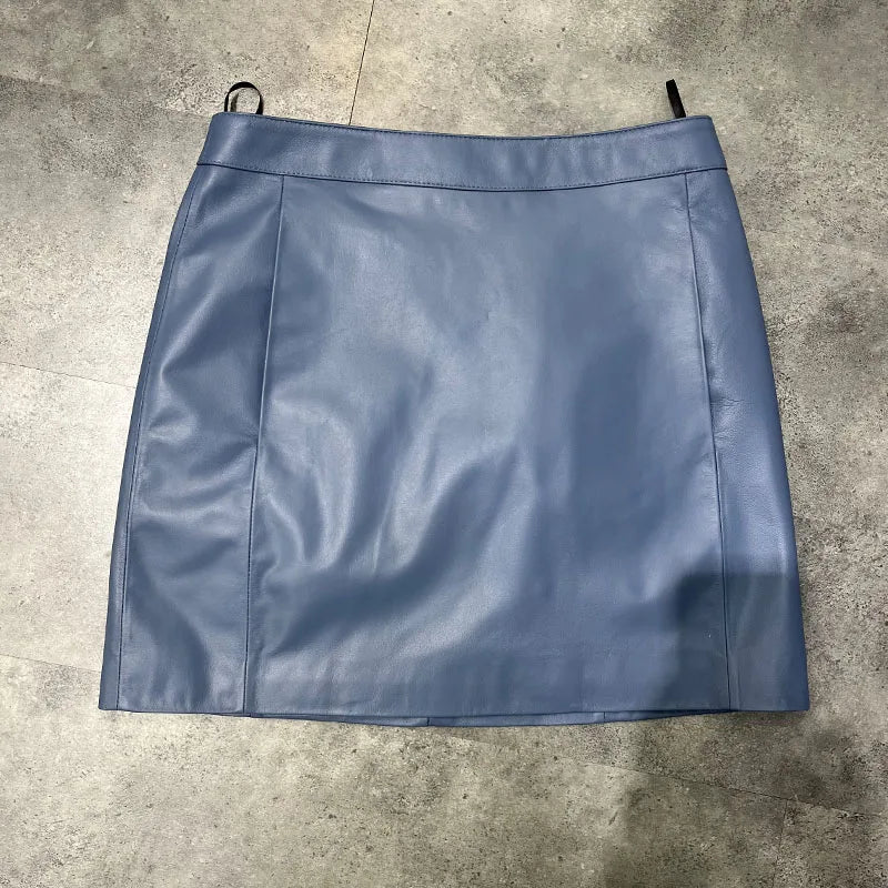 Sheepskin Leather Skirt Women 2024 Fashion New High Waist Skirt Spring Autumn Slim Mini Skirt Genuine Leather Shorts Boots Y2k