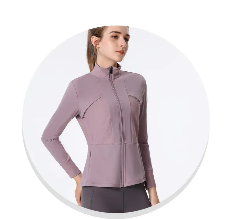 New Autumn SeasonsYoga Wear Women's Running Sportswear Tops Zip Up Sweatshirt Workout Fitness Clothes Cardigan Slim Tight Jacket