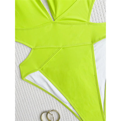 S - XL Deep V Neck Cross Back One Piece Swimsuit Women Swimwear Female High Leg Cut Scrunch Butt Bather Bathing Suit Swim V5723