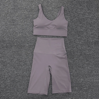 SOISOU Nylon Short Sets Womens Clothing Sports Bra Cycling Shorts Workout Set Women's Tracksuit Gym Yoga Sexy Outfit Women 2023