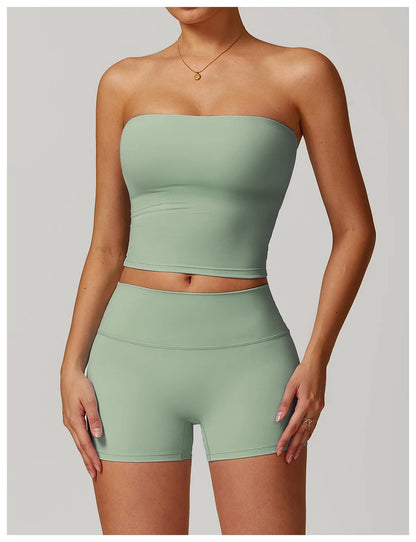 Custom LOGO Women's Strapless Tube Top Sexy Back Sports Underwear Women's Shockproof Quick-Drying Fitness Yoga Top