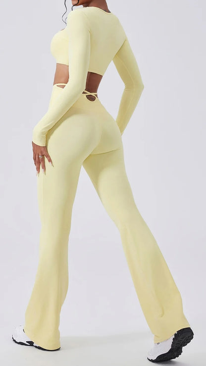 Cloud Hide Brown Yoga Suit Gym Woman Fitness Set Long Sleeve Sports Tracksuit Top Pants Workout Pilates Outfits Running Clothes
