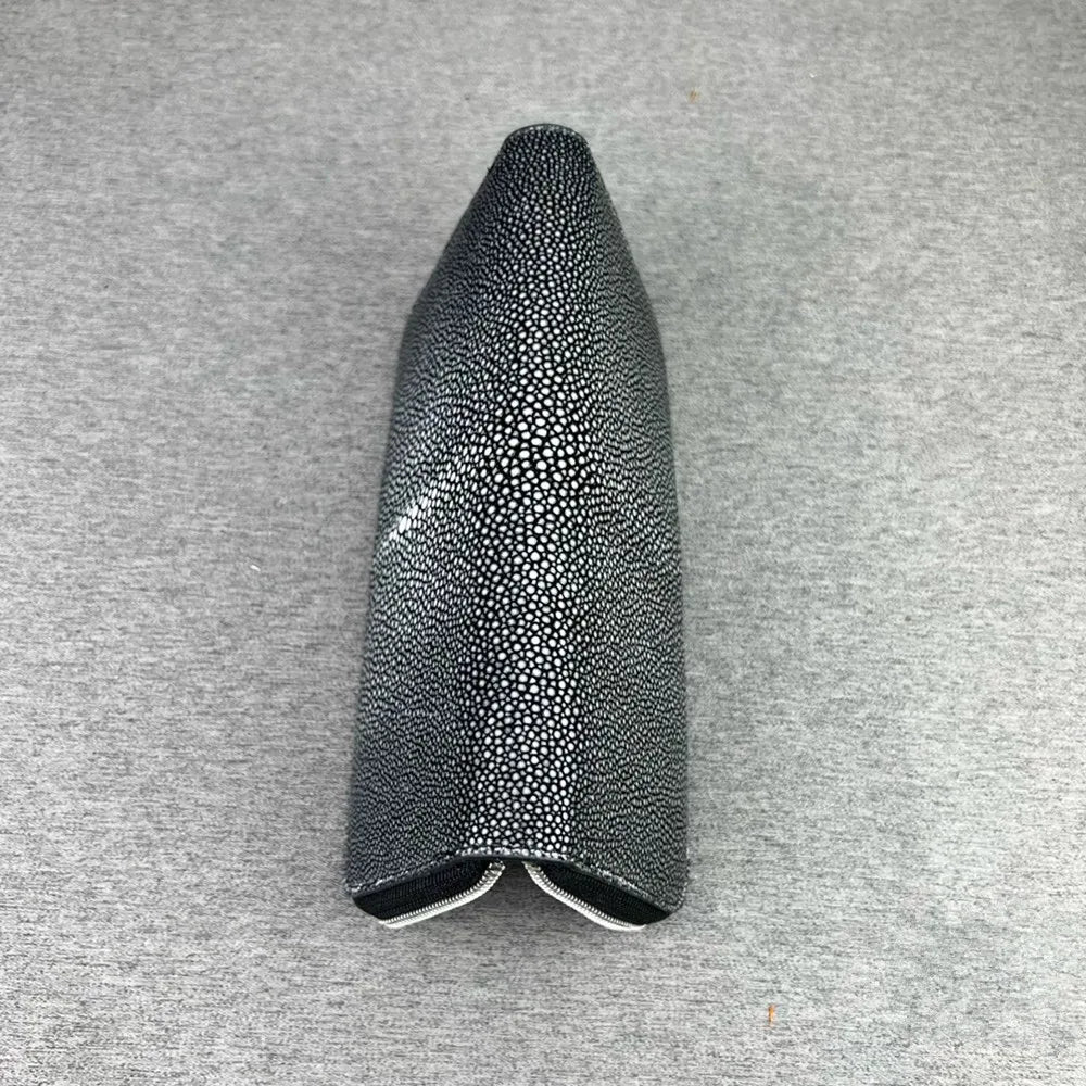 Genuine Unisex Stingray Leather Long Wallet, Exotic Style Leather Clutch for Women, Large Zip Card Holder for Men