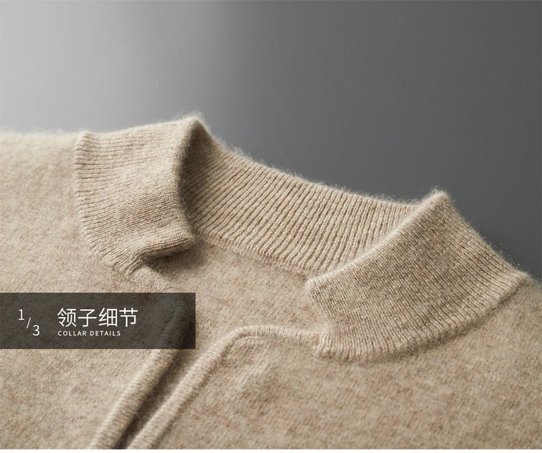 DjzDsm New Autumn Winter Men's 100% Pure Cashmere Thick Button Cardigan Set Cashmere Knitted Casual Shorts 2-Piece Set Clothing