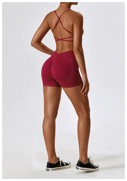 Seamless Yoga Set Gym Suits With Shorts Crop Top Sexy Bra Women's Pants 2 Pieces Set Running Workout Outfit Fitness Clothing