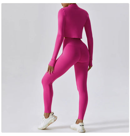 3PCS Yoga Set Gym Clothes 2 PCS Sportswear Women Yoga Suits Fitness Set women's Tracksuits Sports Jacket Long Sleeve Gym Legging