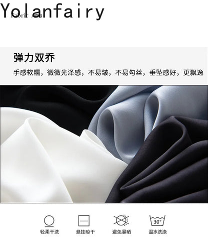 YOLANFAIRY 23MM 93% Real Mulberry Silk T Shirts for Women Summer O-neck Blouse Woman Elegant Shirt Loose OL Tops and Blouses