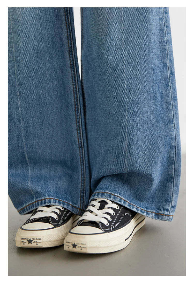 CHIC VEN Women Jeans Blue Loose Casual Solid New Retro Cotton Wide Leg Denim Pants Female Trousers Spring Autumn 2025