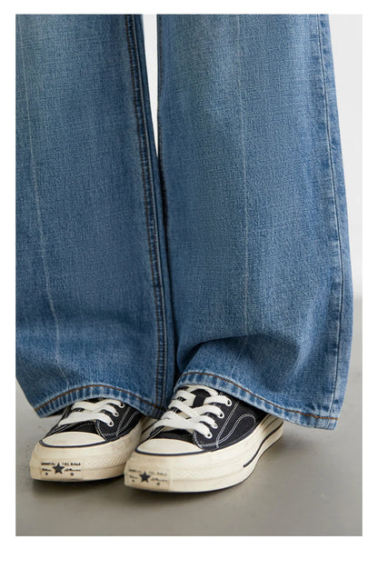 CHIC VEN Women Jeans Blue Loose Casual Solid New Retro Cotton Wide Leg Denim Pants Female Trousers Spring Autumn 2025