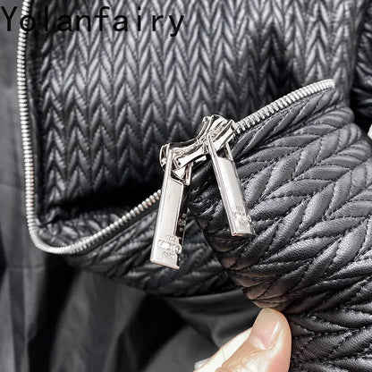 YOLANFAIRY Luxury Top Layer Sheepskin Leather Jackets for Man 2025 Winter Fashion White Goose Down Coat Warm Black Puffer Jacket
