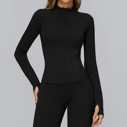 Zip Fitness Clothes Women Long Sleeve Sports Jacket Gym Clothes Woman Yoga Shirt Quick Dry Top Sunscreen Sportswear Yoga Clothes