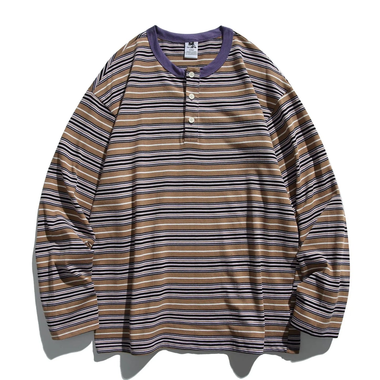 2026 New Japanese Retro Hoodie Trendy City Boys Loose Striped Long Sleeve T-shirt Men's and Women's Casual Sweater