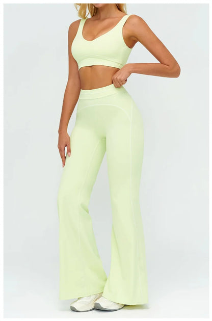 TRY TO BN Women's Tracksuit Yoga Sets Sports Vest Contrasting Color High Waisted Leggings Fitness Two Pieces Running Gym Clothes