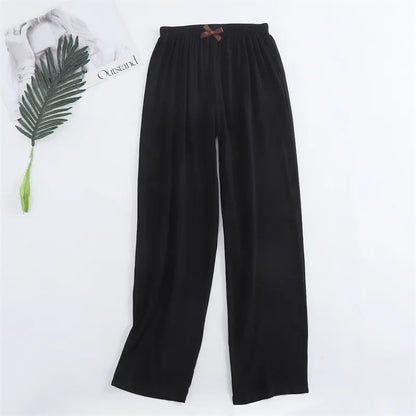 Spring and summer new women's trousers 100% viscose leg + straight casual breathable comfortable plus size home sleep pants cute