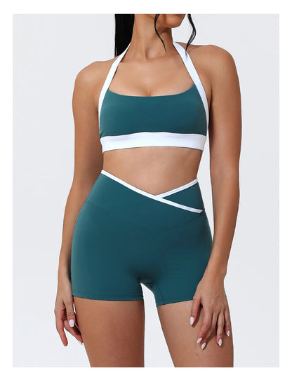 Ctenkevet Women's Color Clash Crop Top Quick-Dry Gym Bra Female Sleeveless Backless Sports Underwear for Outdoor Running CropTop