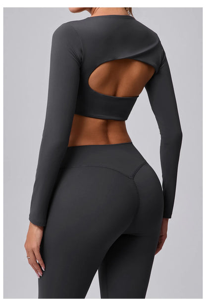 Women Yoga Shirts Crop Top Sexy Long Sleeves Shirts for Women Yoga Sports Running Fitness Gym Clothes Push Up Workout Tops