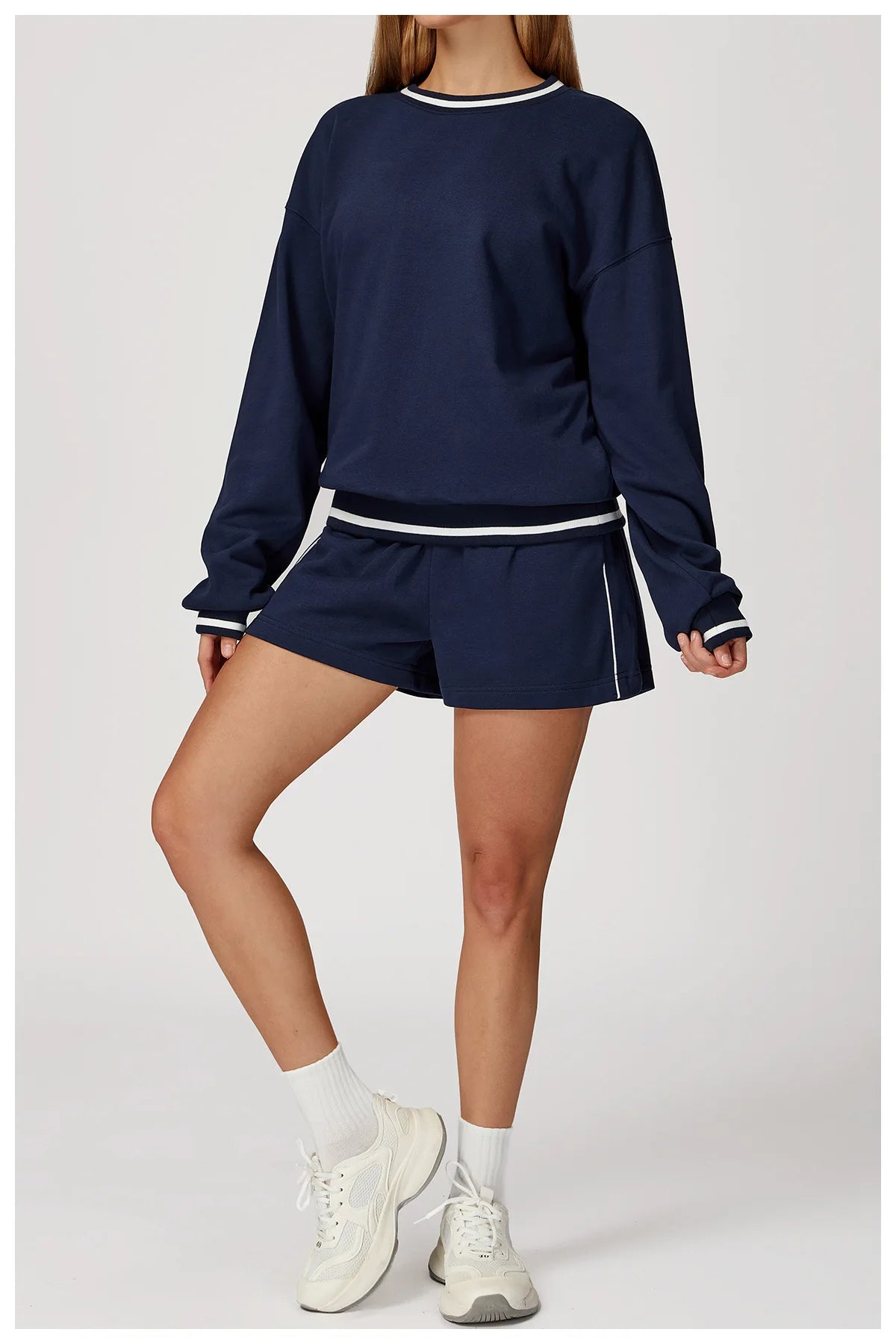 Custom LOGO women's new casual sweater wide-leg trousers comfortable outdoor fashion sports jogging shorts cycling two-piece set
