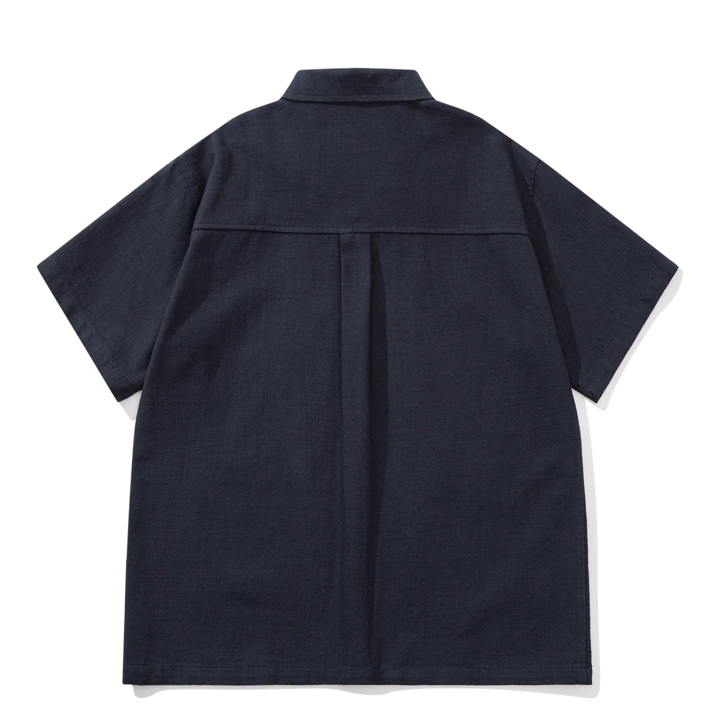 Summer Japanese Retro Amekaji Cuban Collar Workwear Short Sleeved Shirt Men and Women Loose Cotton Five Quarter Sleeved Shirt