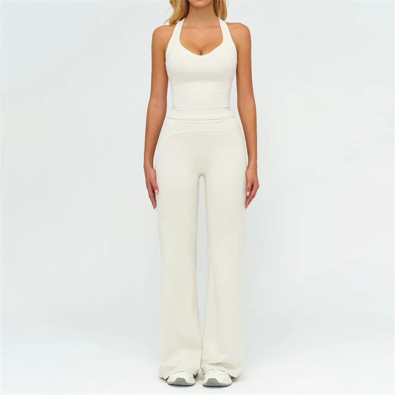 TRY TO BN Women's Tracksuit Yoga Sets Sports Vest Contrasting Color High Waisted Leggings Fitness Two Pieces Running Gym Clothes