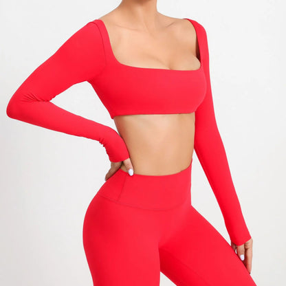 Women Yoga Shirts Crop Top Sexy Long Sleeves Shirts for Women Yoga Sports Fitness Sport Gym Clothes Running Push Up Workout Tops