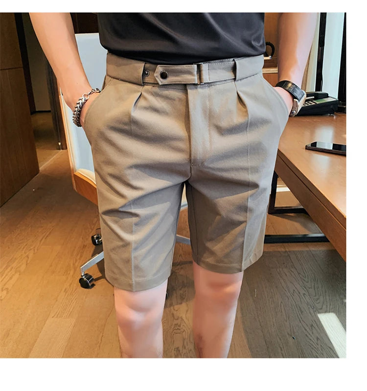 4 Color Summer British Style Suit Shorts 2023 Men Naples Business Casual Slim Fit Short Pant Fashion Slim Fit Solid Color Pants