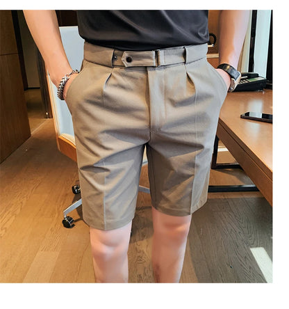 4 Color Summer British Style Suit Shorts 2023 Men Naples Business Casual Slim Fit Short Pant Fashion Slim Fit Solid Color Pants