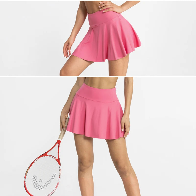 VITALINOVO Pleated Tennis Skirts for Women with Pockets High Waisted Athletic Skirts with Shorts 2 in 1 Gym Workout Golf Skorts