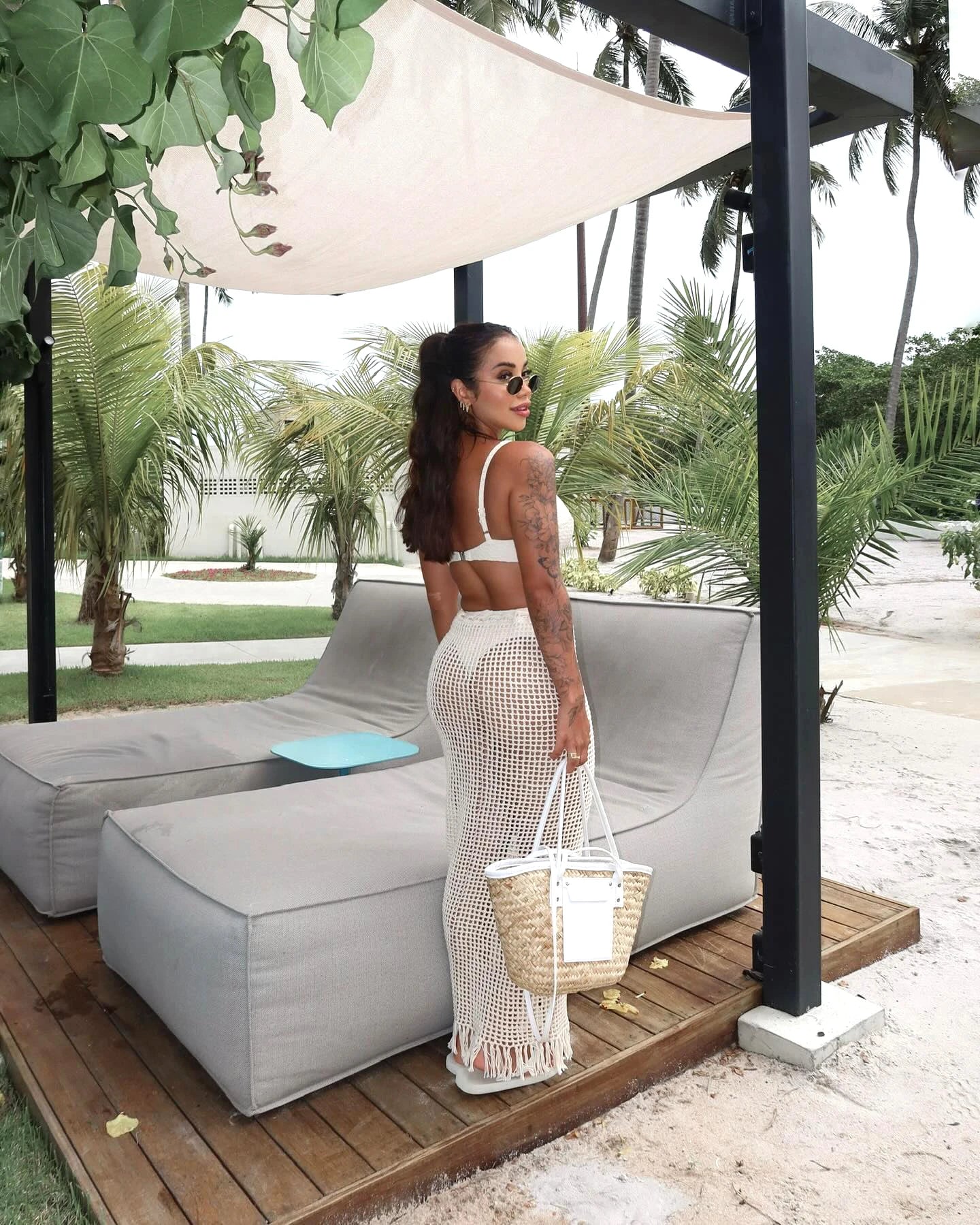 Sexy Summer Knit Cut Out Beach Half Skirt Women Chic Drawstring Fringed Casual Wrap Skirts 2026 Pool Party Swimwear Cover Up K50