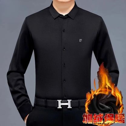YOLANFAIRY 100% Mulberry Silk Long Sleeve Shirt Man Spring Autumn Casual Silk Mens Shirts Warm Male White Shirt chemises hommes