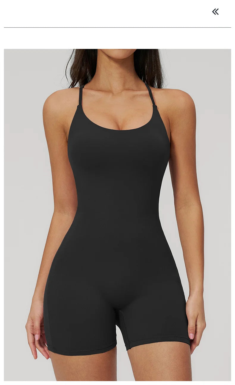 TRY TO BN Yoga Jumpsuit Shorts Cross Beautiful Back Sportswear Fitness Bodysuit One Piece Set Workout Running Gym Women Clothing