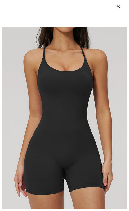 TRY TO BN Yoga Jumpsuit Shorts Cross Beautiful Back Sportswear Fitness Bodysuit One Piece Set Workout Running Gym Women Clothing