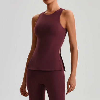 Solid Color Women Fitness Tight Short Yoga T -Shirt Tank Cropped Breathable Sports Running Vest Gym Clothing With Padded Cups